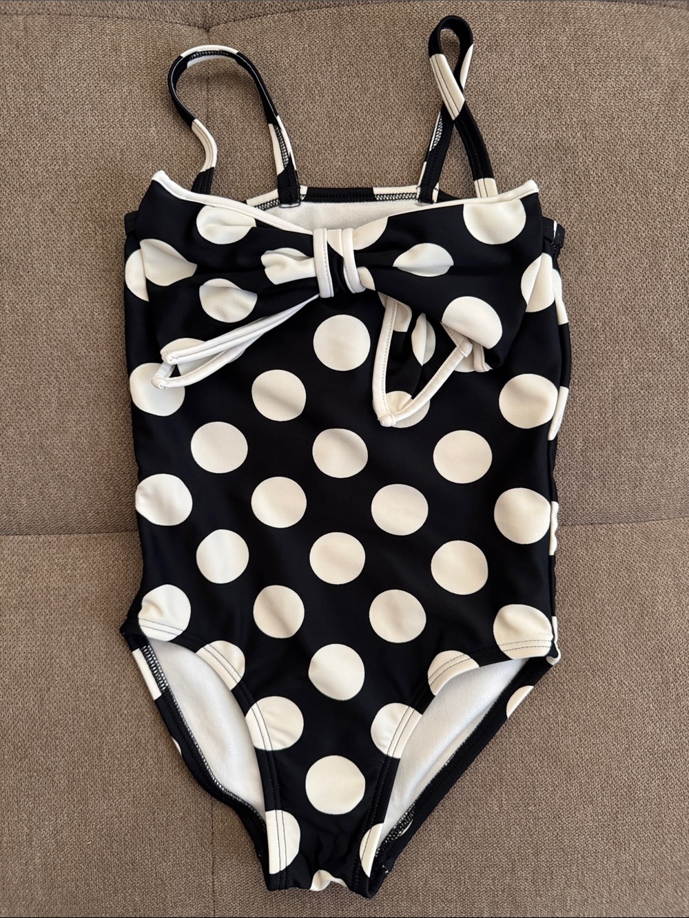 Gymboree Black and White Polka Dot One-Piece Swimsuit with Front Bow